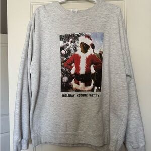 Delta Gray Holiday Sweater with Santa Print